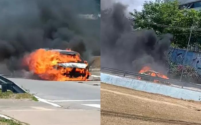 VIDEO: Incêndio em veículo em Maceió resulta em perda total