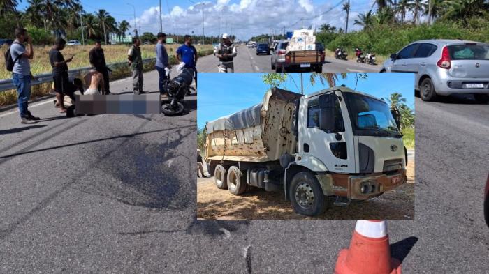 Motociclista morre em acidente com caçamba na AL 101 Sul em Marechal Deodoro